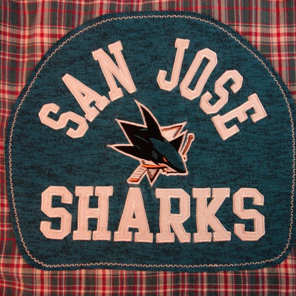 San Jose Sharks One-of-a-Kind Custom Handcraft NY Flannel (Unisex - Men's L) - Picture 7 of 9